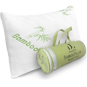 Bamboo Pillow Queen Size Shredded Memory Foam for Sleeping